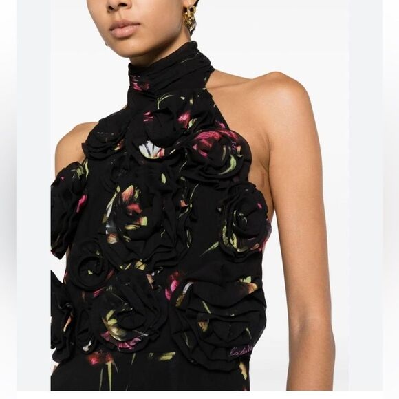 Rotate Birger Christensen Open-back floral-print chiffon halterneck - Picture 3 of 5